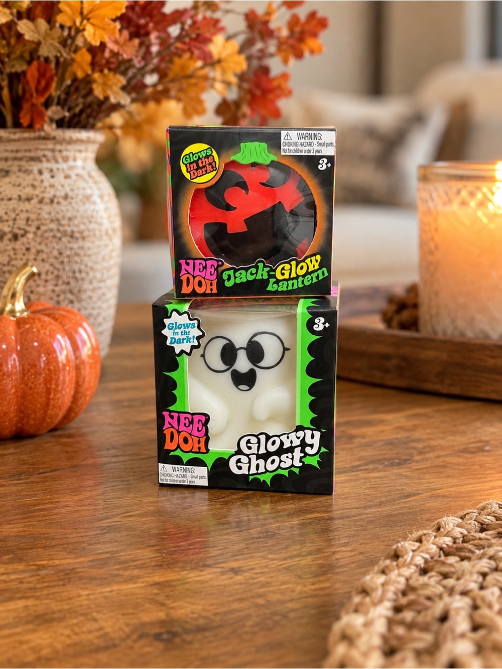 NeeDoh Glowy Ghost White Glow-in-the-Dark Halloween and Jack glow